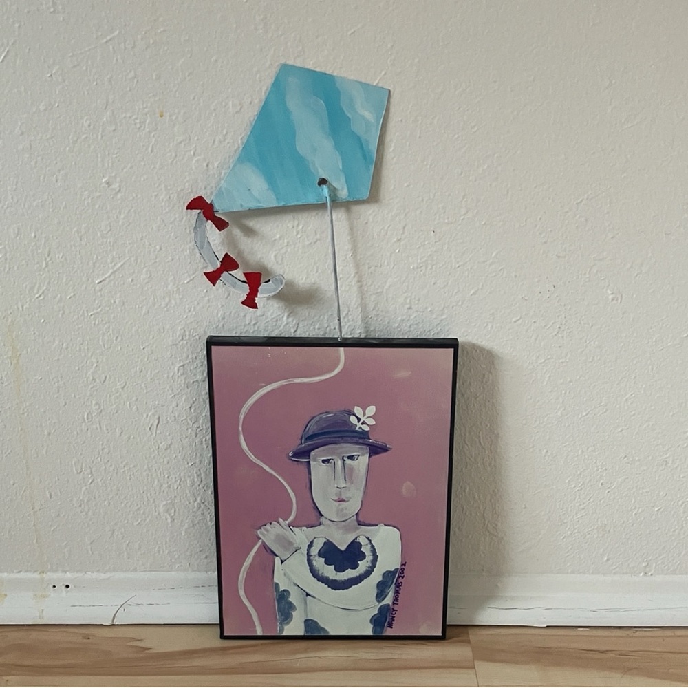 2002 Nancy Thomas Woman With Kite Folk Art